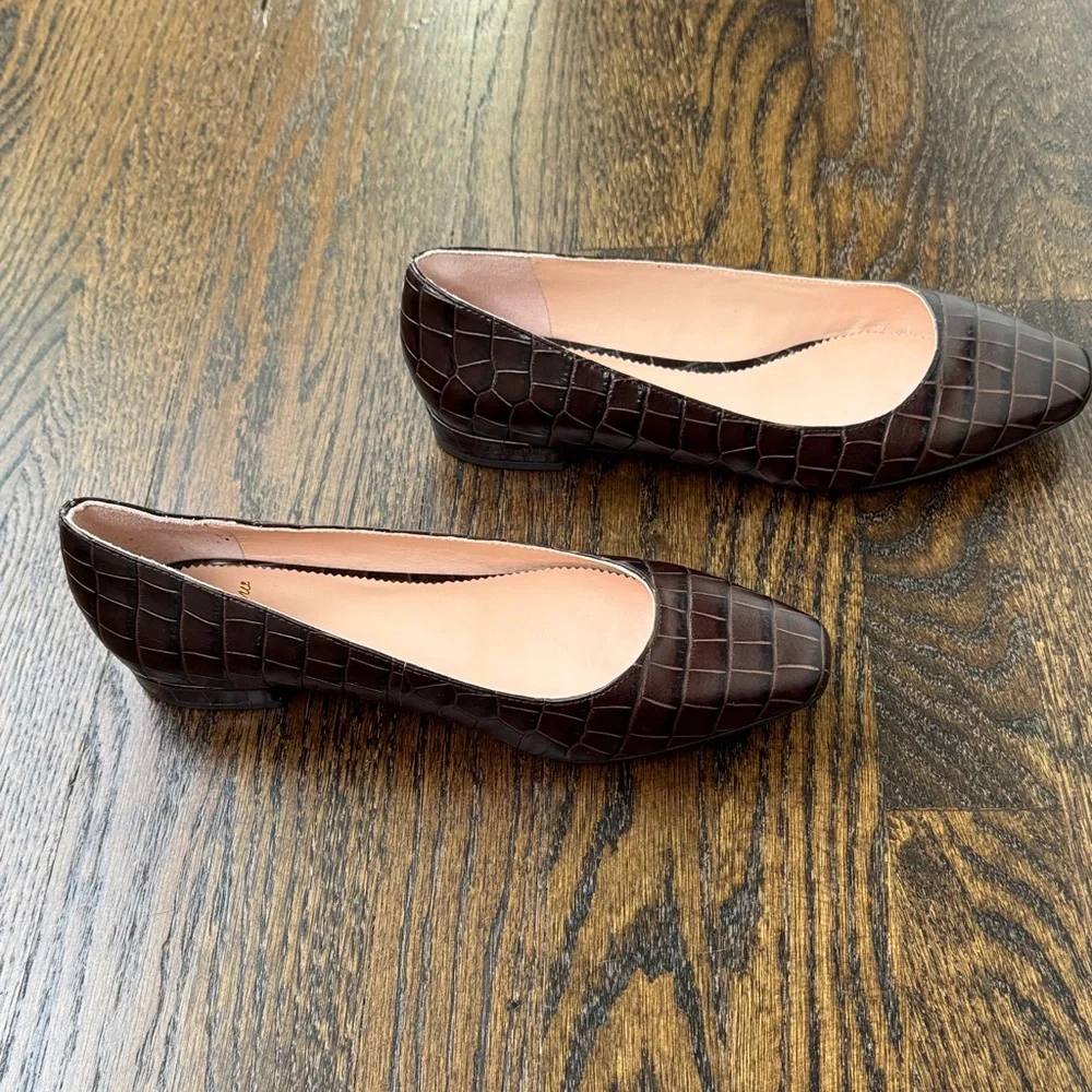 J. Crew Dark Brown Croc-Embossed Flats - Picture 3 of 4
